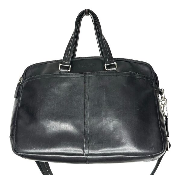 Coach F70926 Bleecker Legacy Black Pebbled Leather Slim Brief Bag w Strap Unisex - Picture 2 of 12